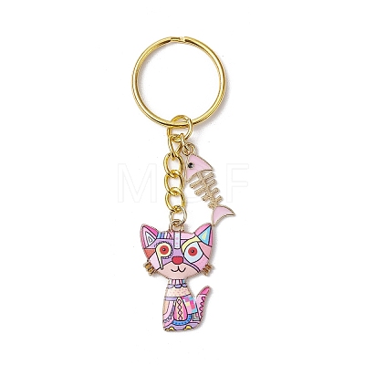 Alloy Enamel Cat Keychain KEYC-JKC01182-1