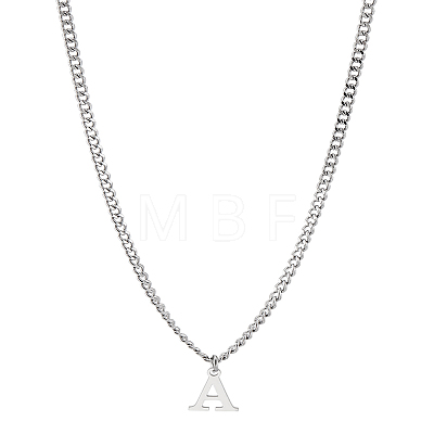 1Pc 304 Stainless Steel Letter Pendant Necklaces NJEW-LP0001-33A-P-1
