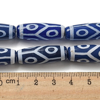 Blue Tibetan Style dZi Beads Strands TDZI-NH0001-B10-01-1