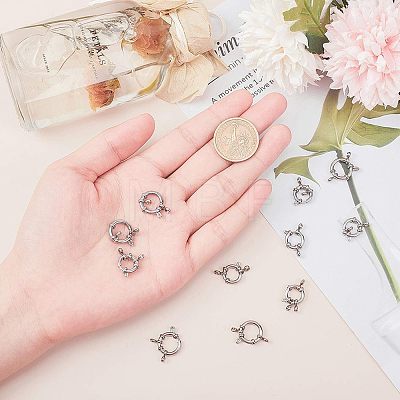 304 Stainless Steel Smooth Surface Spring Ring Clasps STAS-UN0001-02P-1