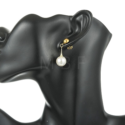 Shell Pearl Beads Dangle Stud Earrings EJEW-JE07033-1