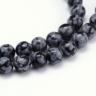 Natural Snowflake Obsidian Round Bead Strands X-G-J303-09-4mm-1