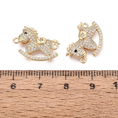 Brass Micro Pave Clear and Black Cubic Zirconia Connector Charms KK-N288-14G-1
