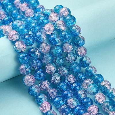 Spray Painted Crackle Glass Beads Strands CCG-Q001-10mm-19-1