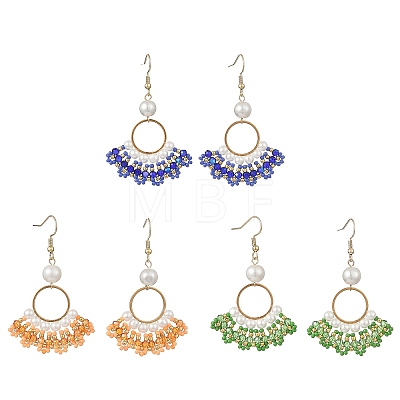 Glass Braided Beads Dangle Earrings EJEW-MZ00747-1