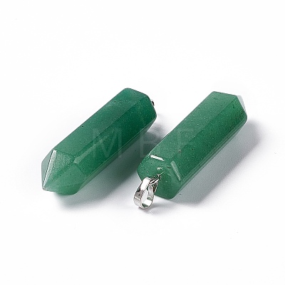 Natural Green Aventurine Double Terminated Pointed Pendants G-G926-01P-02-1