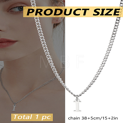 1Pc 304 Stainless Steel Letter Pendant Necklaces NJEW-LP0001-33I-P-1