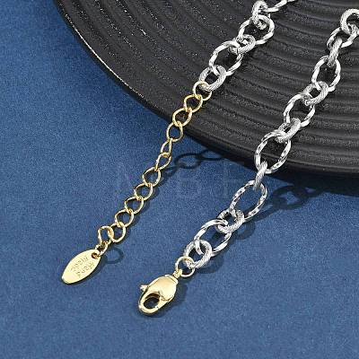 Two Tone Brass Twisted Figaro Chain Necklaces KK-C251-32GP-1