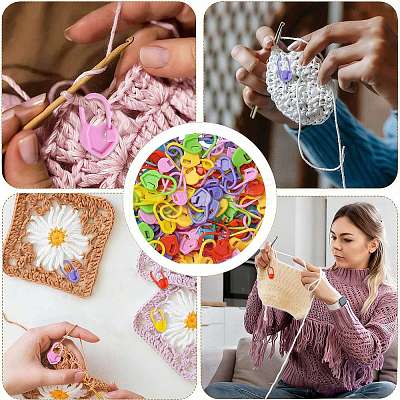 204Pcs 12 Styles Eco-Friendly ABS Plastic Knitting Crochet Locking Stitch Markers Holder IFIN-FS0001-67-1