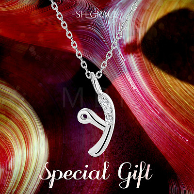 SHEGRACE Rhodium Plated 925 Sterling Silver Initial Pendant Necklaces JN921A-1