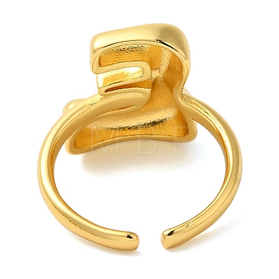 Initials Brass Open Cuff Ring for Women RJEW-N046-02E-G-1