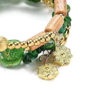 Bohemian Handwork Multi-Colored Stone Beaded Bracelet AJEW-Z038-01E-1