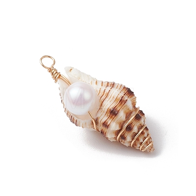 3Pcs Natural Shell Pendants PALLOY-JF03226-02-1