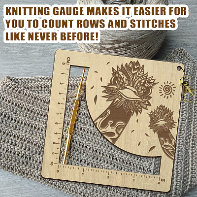 Wooden Square Frame Crochet Ruler DIY-WH0537-010-1