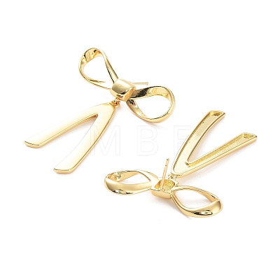 Bowknot Rack Plating Brass Studs Earrings for Women KK-Z038-23G-1