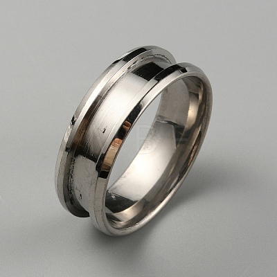 304 Stainless Steel Grooved Finger Ring Settings RJEW-WH0010-08F-P-1