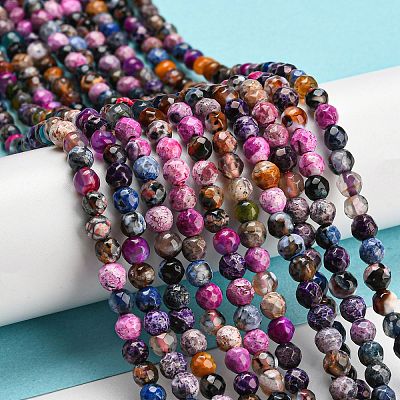 Dyed Natural Fire Crackle Agate Beads Strands G-G007-01C-1