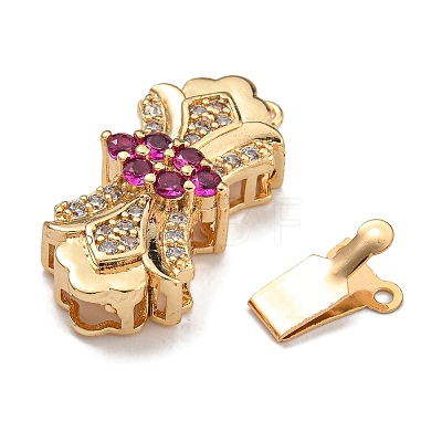 Brass Micro Pave Cubic Zirconia Box Clasps KK-U037-17G-01-1