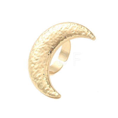 Textured Moon Alloy Open Cuff Rings RJEW-U006-03G-1