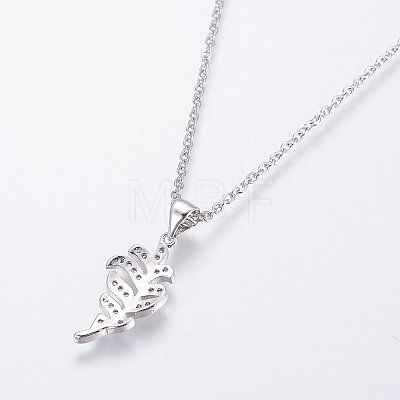 Stainless Steel Pendant Necklaces NJEW-I106-04S-1