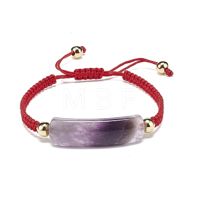 Natural Gemstone Rectangle Braided Bead Bracelet BJEW-JB08980-1