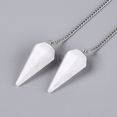 Natural Quartz Crystal Dowsing Pendulum Pendants AJEW-N005-01H-1