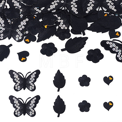 40Pcs 4 Styles Polyester Embroider Thread Iron on/Sew On Patches PATC-TA0001-45B-1