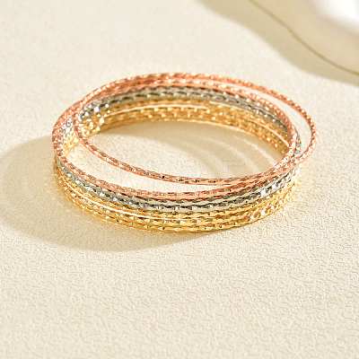 Circle Textured Stacking Brass Bracelet Set for Women SD4492-1