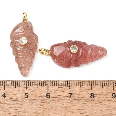 Natural Strawberry Quartz Carved Pendants G-H357-04G-05-1