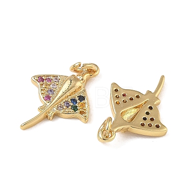 High Polished Ocean Brass Micro Pave Clear Cubic Zirconia Pendants CU-CBAF3CF-02O-02-1