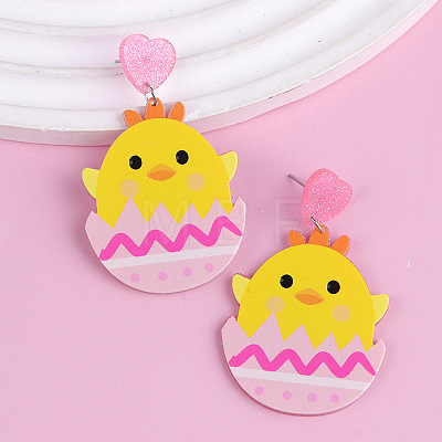 Easter Acrylic Glitter Powder Dangle Stud Earrings FS-WG58748-20-1