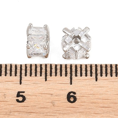 Brass Clear Cubic Zirconia Beads KK-B186-21A-P-1