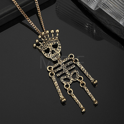 Vintage Alloy Halloween Skeleton Pendant Necklaces WG70F82-01-1