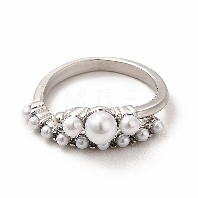 Plastic Imitation Pearl Cuff Ring RJEW-F142-04P-1