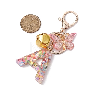 Letter A Resin & Butterfly Acrylic Pendant Keychain KEYC-JKC00932-1