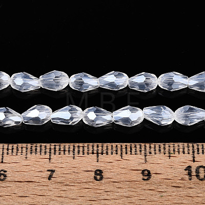 Transparent Teardrop Glass Beads Strands GLAA-T025-79A-01-1