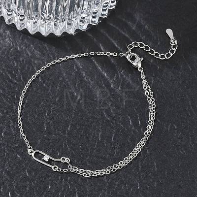 Brass Micro Pave Clear Cubic Zirconia Link Bracelets BJEW-E114-01E-P-1