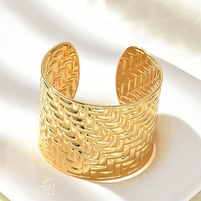 304 Stainless Steel Cuff Bangles for Women BJEW-Z096-05G-1