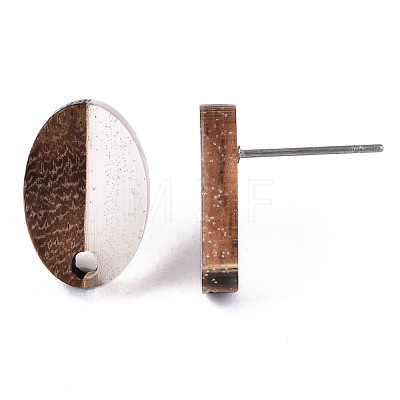 Resin & Walnut Wood Stud Earring Findings MAK-N032-004A-1