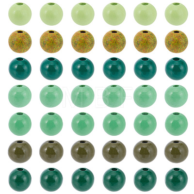 210Pcs 7 Colors Spray Painted Wood European Beads WOOD-SP0002-01-1