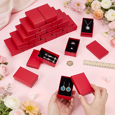 25Pcs Rhombus Textured Cardboard Jewelry Boxes CBOX-UN0001-01A-1