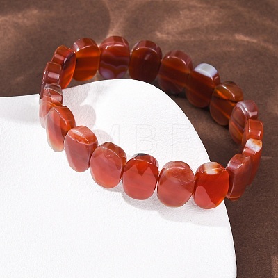 Dyed & Heated Natural Carnelian Faceted Beaded Stretch Bracelets for Women BJEW-K251-07O-1