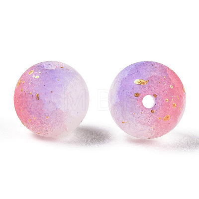 Frosted Baking Painted Crackle Glass Beads with Glitter Powder DGLA-T004-6mm-01D-1