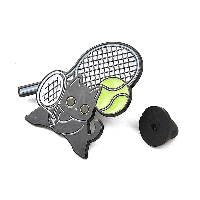Cat with Tennis Sport Enamel Pins JEWB-I052-05EB-03-1