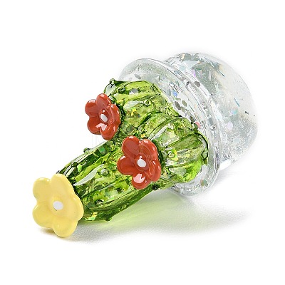 Transparent Resin Simulation Potted Cactus DJEW-F019-02A-1