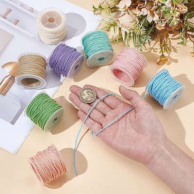 8 Rolls 8 Colors Handmade Cotton Cord OCOR-BC0009-75A-1
