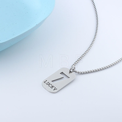 201 Stainless Steel Lucky Number 7 Dog Tag Necklaces for Women Men WGF2A89-01-1