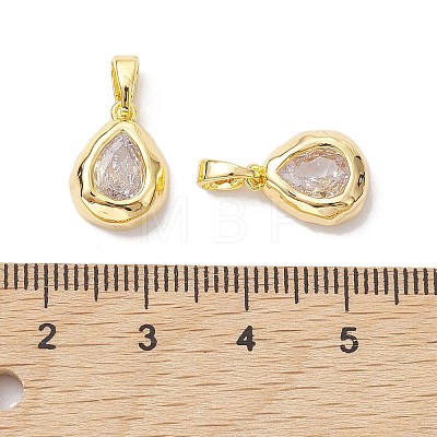 Brass Micro Pave Clear Cubic Zirconia Charms KK-K360-14G-1