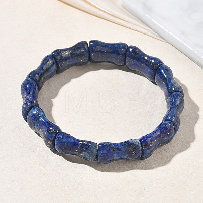 Bamboo Natural Lapis Lazuli Beads Stretch Bracelets for Women Men BJEW-K304-01H-1