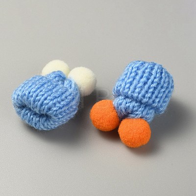 Woolen Crochet Mini Hat with Double Pom Pom Ball DIY-WH0032-56C-1